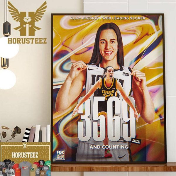 Caitlin Clark 3569 Total Points And Counting NCAA Division I WBB Leading Scorer Wall Decor Poster Canvas
