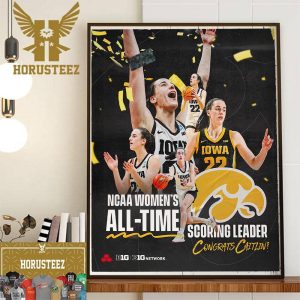 Congrats Caitlin Clark NCAA Womens All-Time Scoring Leader Wall Decor Poster Canvas