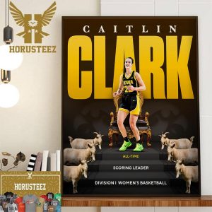 GOAT Caitlin Clark All-Time Scoring Leader Division I Womens Basketball Wall Decor Poster Canvas
