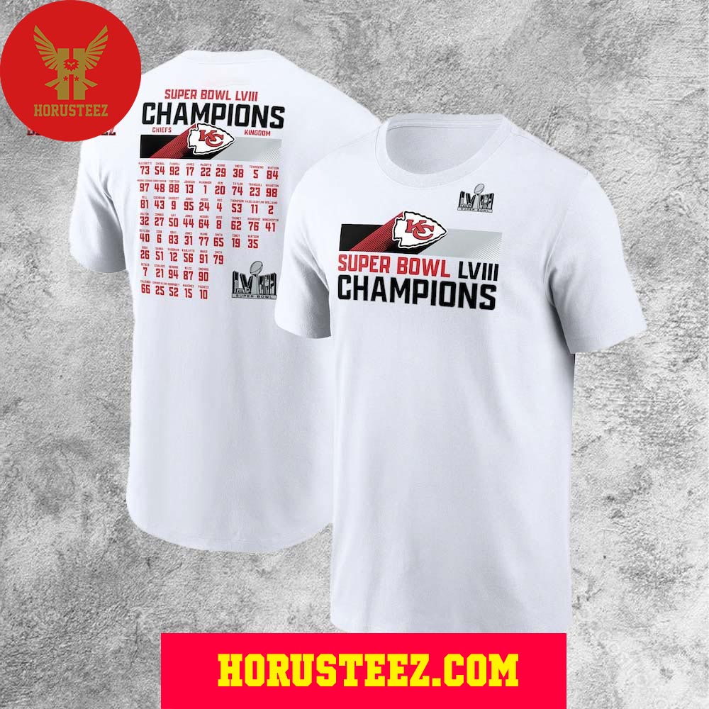 Kansas City Chiefs Nike Super Bowl LVIII Champions Roster Two Sides Unisex T-Shirt
