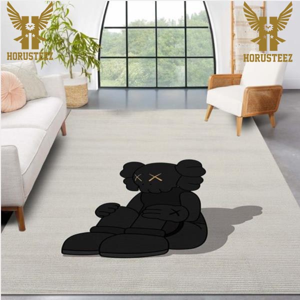 Kaws Black Illustration Luxury Brand Collection Area Rug Living Room Carpet Home Decor
