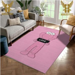 Kaws Pink Background Luxury Brand Collection Area Rug Living Room Carpet Home Decor
