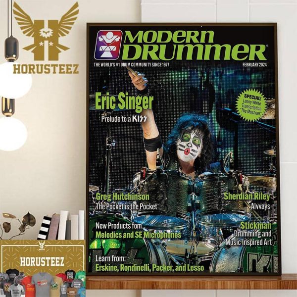Latest KISS Magazine Cover Eric Singer Rocks The New Issue Of Modern Drummer Wall Decor Poster Canvas