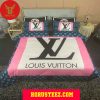 Louis Vuitton Black And Brown Pattern Logo Duvet Cover Bedroom Sets Luxury Brand Bedding Bedding Sets