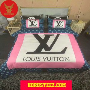 Louis Vuitton Big Logo Wite And Pink Type Duvet Cover Louis Vuitton Bedroom Sets Luxury Brand Bedding Bedding Sets