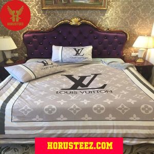 Louis Vuitton Black Logo White Pattern Duvet Cover Bedroom Sets Luxury Brand Bedding Bedding Sets