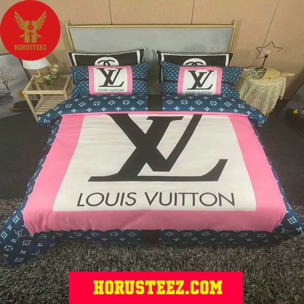Louis Vuitton Pink White Blue Luxury Brand Bedding Bedding Sets