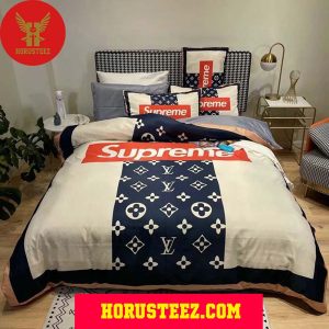 Louis Vuitton Supreme White And Black Duvet Cover Bedroom Sets Luxury Brand Bedding Bedding Sets
