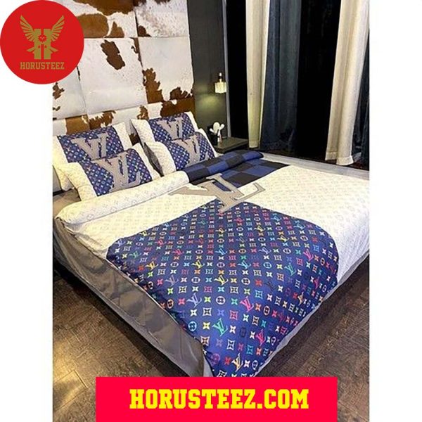 Louis Vuitton White And Blue Bedroom Luxury Brand Bedding Bedding Sets