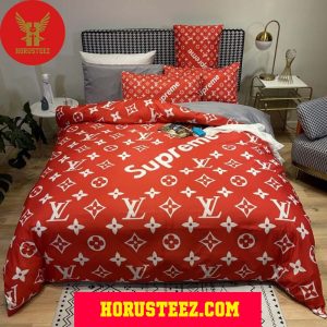 Louis Vuitton White Logo And Red Duvet Cover Louis Vuitton Bedroom Sets Luxury Brand Type Bedding Sets