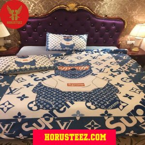 Louis Vuitton X Supreme Swag Bear Duvet Cover Bedroom Sets Luxury Brand Bedding Bedding Sets