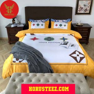 Louis Vuitton Yellow And White Duvet Cover Bedroom Sets Luxury Brand Bedding Bedding Sets
