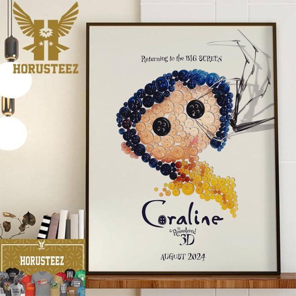 Official 15th Anniversary Poster Coraline In Remastered 3D August 2024 Wall Decor Poster Canvas