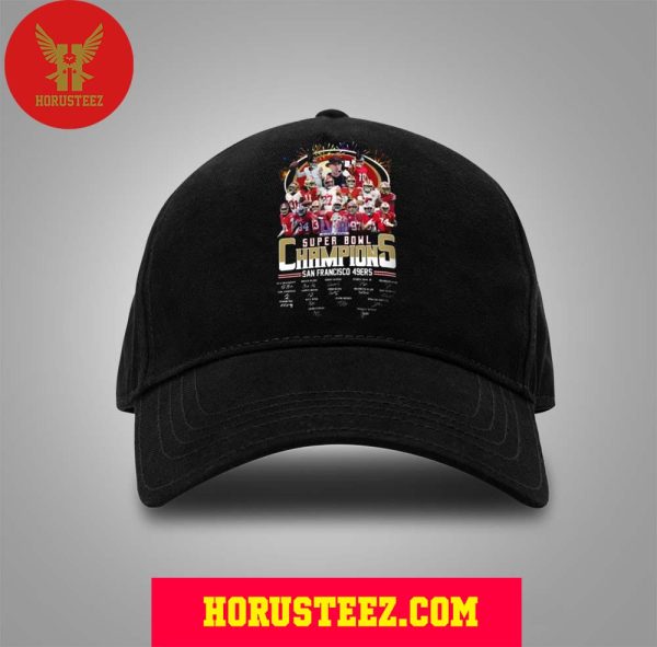 Super Bowl LVIII Champions San Francisco 49ers Signatures Classic Hat Cap – Snapback