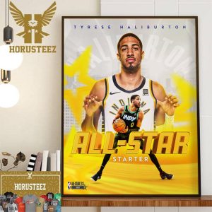 Tyrese Haliburton Is All-Star Starter for the 2024 NBA All-Star Game in Indy Wall Decor Poster Canvas