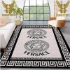 Versace Black Logo Rectangle White Background Luxury Brand Collection Area Rug Living Room Carpet Home Decor