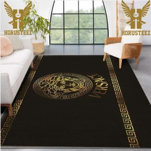 Versace Fashion Brand Gold And Black Living Room Area Carpet Living Room Rugs The US Decor