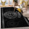 Versace Logo Silver Black Background Luxury Brand Collection Area Rug Living Room Carpet Home Decor