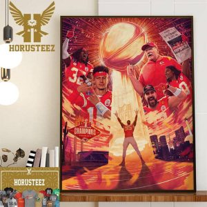 When The Lights Are Bright We Shine Brighter Kansas City Chiefs Back-To-Back NFL Super Bowl LVIII Champions Wall Decor Poster Canvas