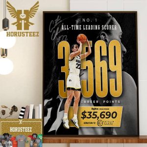 With 3569 Points Caitlin Clark Became The All-Time Leading Scorer In NCAA Division I Womens College Basketball Wall Decor Poster Canvas