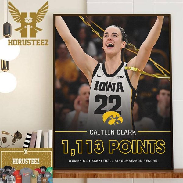 Caitlin Clark 1113 Points Womens DI Basketball Single-Season Record Decor Wall Art Poster Canvas