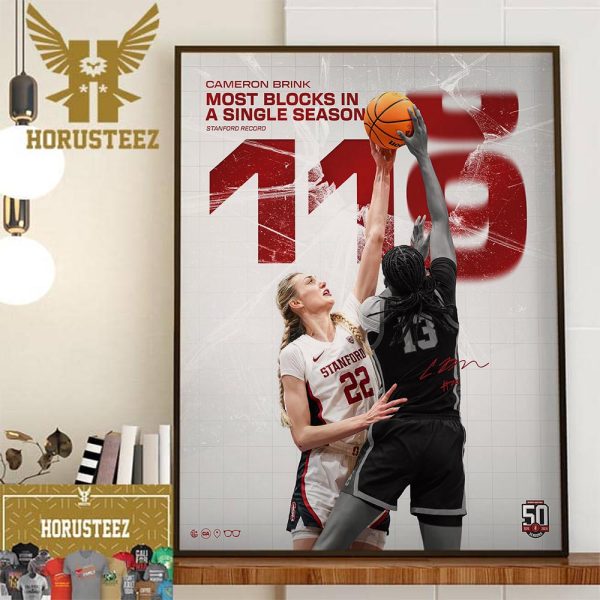 Cameron Brink Most Blocks In Single Season For Stanford Womens Basketball Decor Wall Art Poster Canvas
