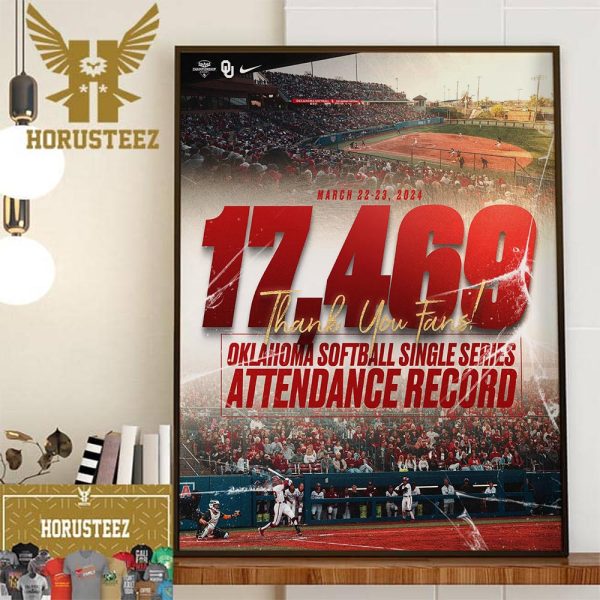 Championship Mindset Oklahoma Softball Single Series Attendance Record Thank You Sooner Nation Decor Wall Art Poster Canvas