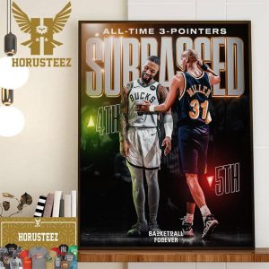 Damian Lillard Surpasses Reggie Miller For 4th All-Time In Three-Pointers Made Wall Decor Poster Canvas