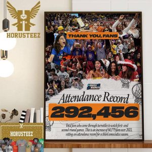 NCAA March Madness Attendance Records For The DI Womens Basketball Championships First And Second Rounds Decor Wall Art Poster Canvas