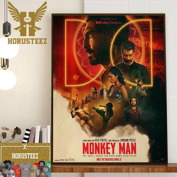 Official Dolby Cinema Poster For Monkey Man Of Dev Patel Decor Wall Art Poster Canvas