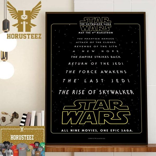 Official Poster For The Skywalker Saga Marathon Re-Release Decor Wall Art Poster Canvas