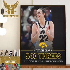 Caitlin Clark 540 Threes For Most 3-Pt FG Made In Womens DI Basketball History Decor Wall Art Poster Canvas