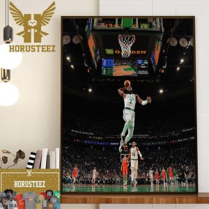 Jaylen Brown Dunk For Boston Celtics 60 Wins And Best Record In NBA Clinched Wall Decorations Poster Canvas