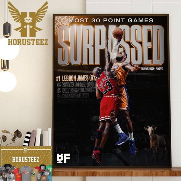 Lebron James Has Surpassed Michael Jordan For 1st All-Time In 30-Point Games Decor Wall Art Poster Canvas