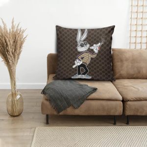 Swag Bugs Bunny Smoking Brown Gucci Background Pillow